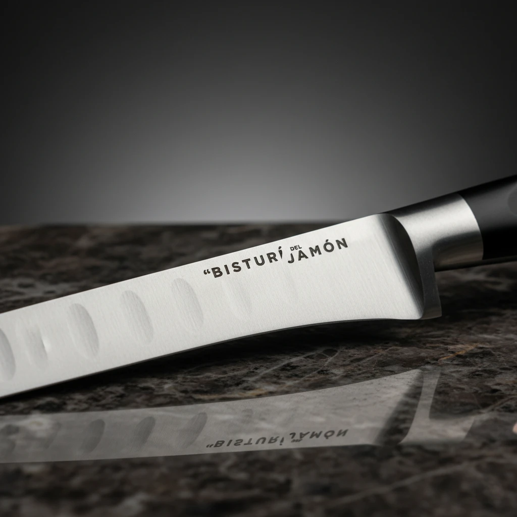 Cuchillo jamonero personalizado con grabado láser en hoja de acero