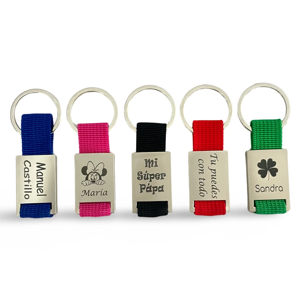 Llavero combinado de acero y polipiel grabado